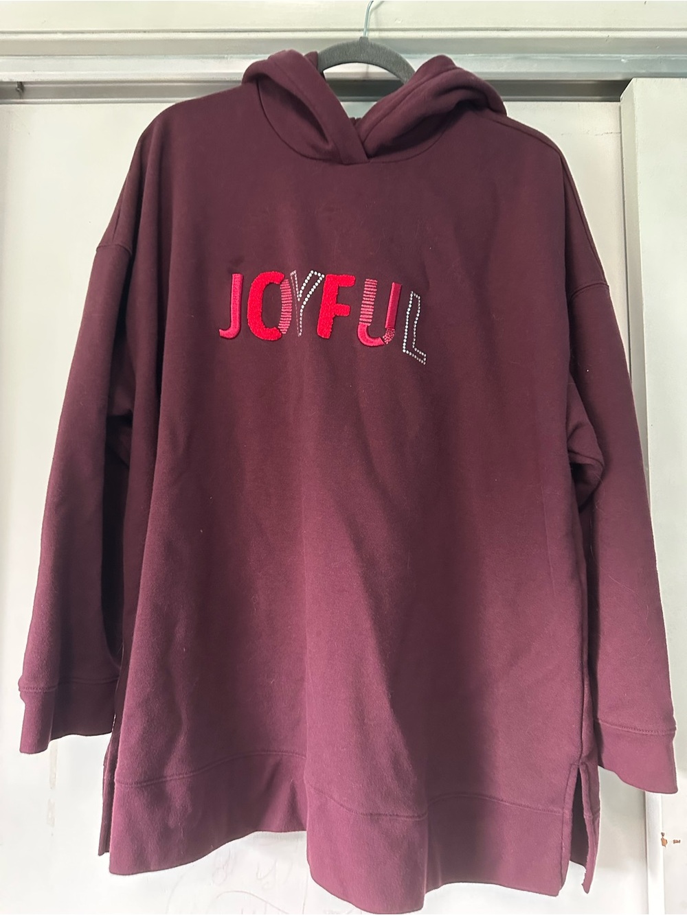 Maroon 'Joyful' Hoodie Sweatshirt